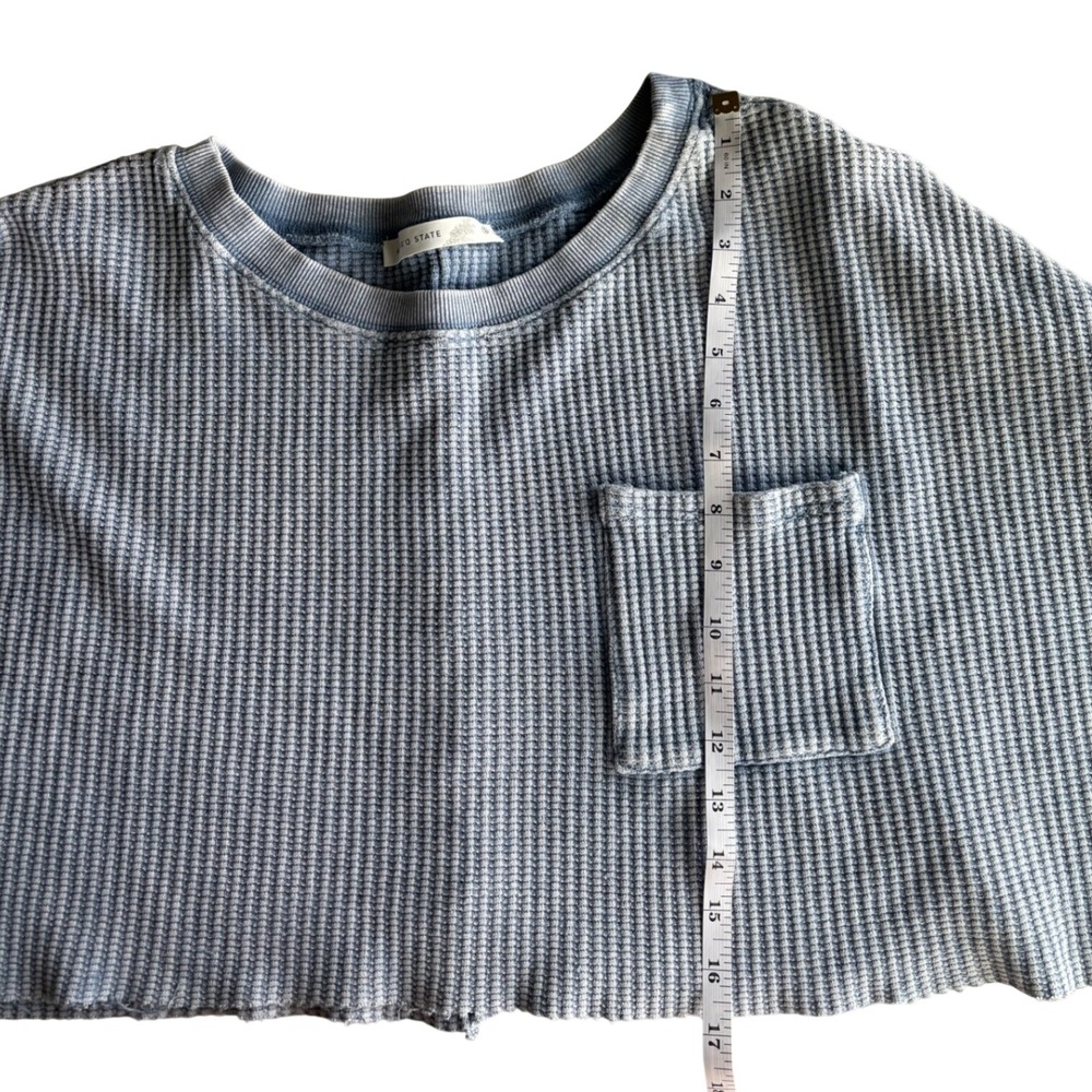 Altar'd State Blue Acid Wash Waffle Knit Cropped Thermal Top ST1317C Womens S - Picture 5 of 8